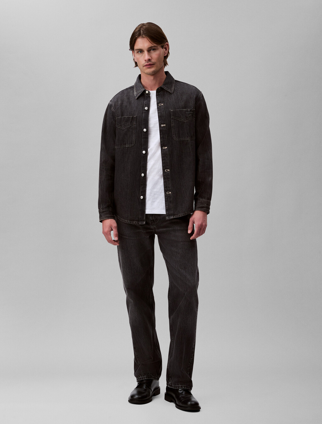 Black Fog Denim Overshirt, BLACK FOG, hi-res