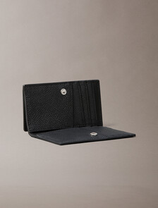 CK Emblem Leather Cardholder, Black, hi-res
