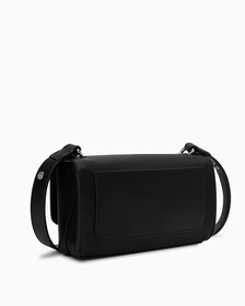 Minimal Monogram East-West Flap Textured Crossbody, BLACK, hi-res