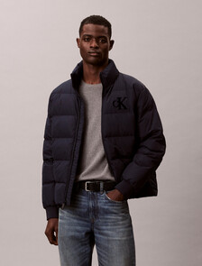 Chenille Monogram Puffer Jacket, Dark Sapphire, hi-res