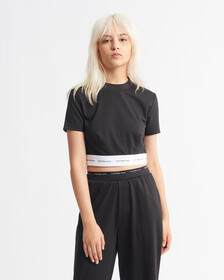 LOGO HEM HIGH NECK TOP, Ck Black, hi-res