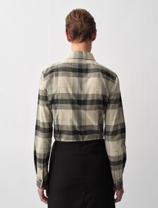 Scarlett Plaid Button-Down Shirt, Black, hi-res