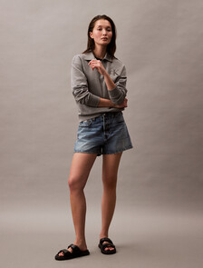 Relaxed Denim Bermuda Shorts, LIGHT PERI, hi-res