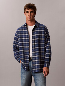 Oversized Plaid Shirt, Estate Blue, hi-res