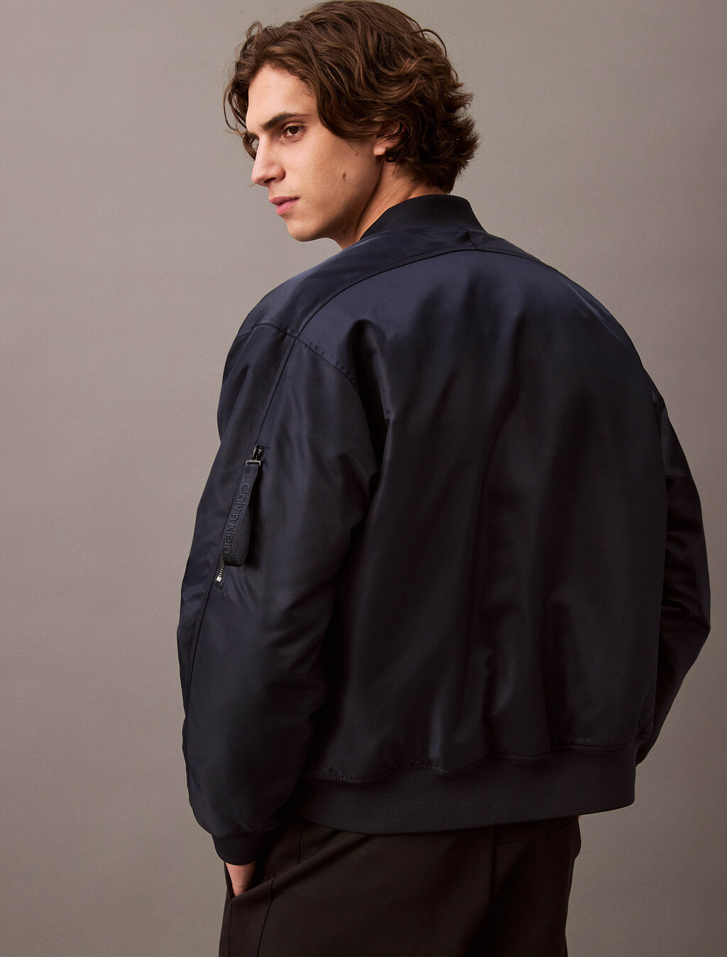 Padded Nylon Bomber Jacket, Dark Sapphire, hi-res