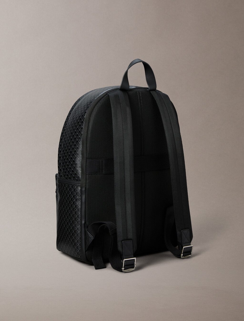 Coated Canvas Emblem Logo Backpack, Black AOP, hi-res