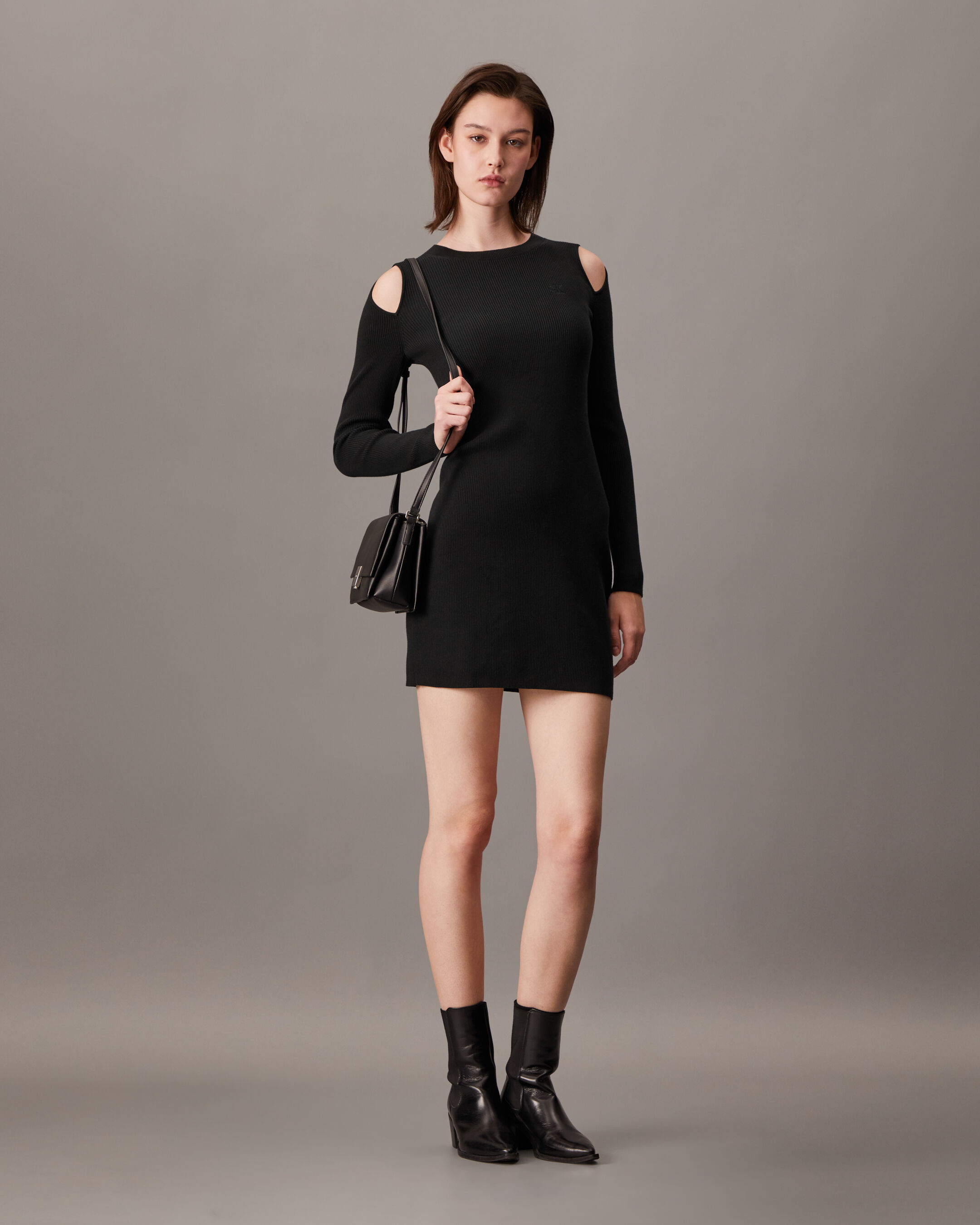2024年レディースファッション福袋 Organic Cotton Klein Calvin | black | Dress Sweater Out Cut ワンピース