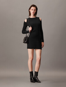 Organic Cotton Cut Out Sweater Dress, Ck Black, hi-res
