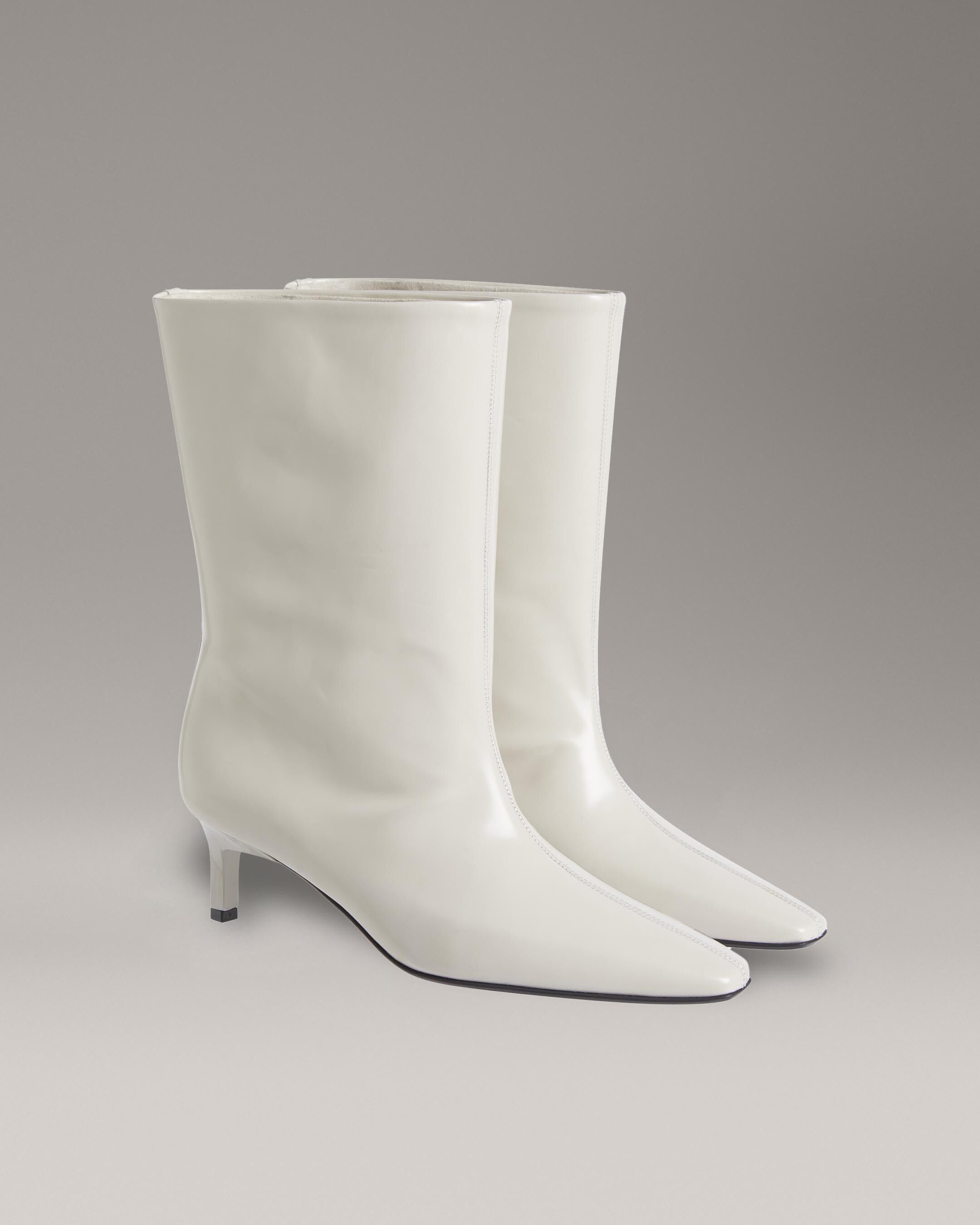 Leather Square Toe Heeled Boots natural Calvin Klein Singapore