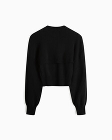 Feminine 2 In 1 Knit Cardigan, Ck Black, hi-res