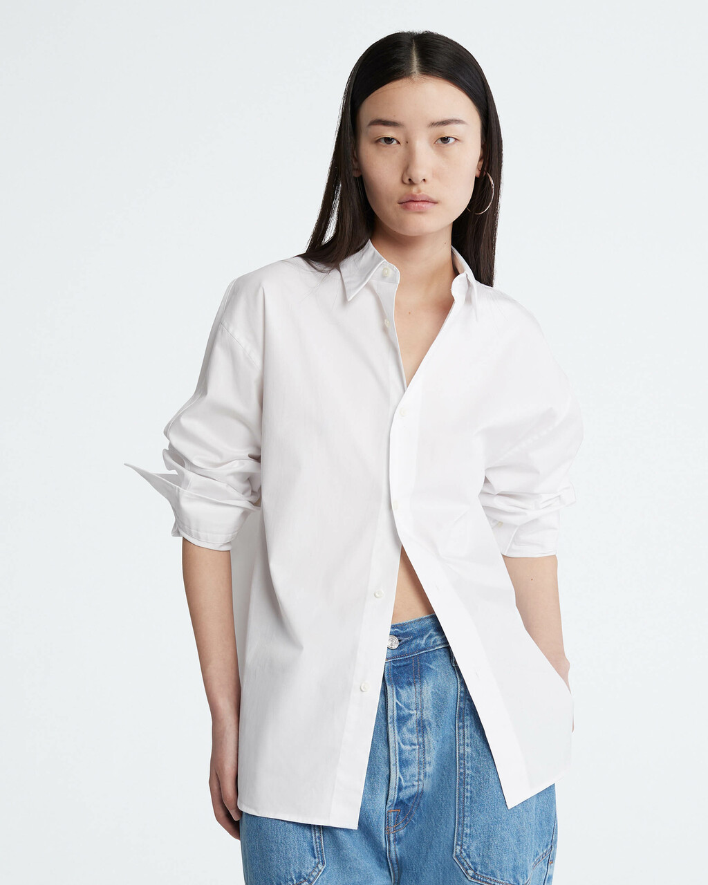 Standards Oversized Cotton Button-Down Shirt | white | Calvin Klein ...