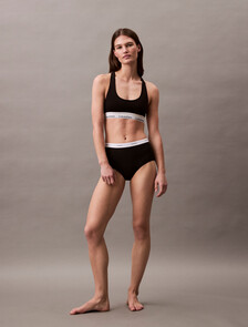 Cotton Stretch Rib Knit High Rise Brief, Black, hi-res