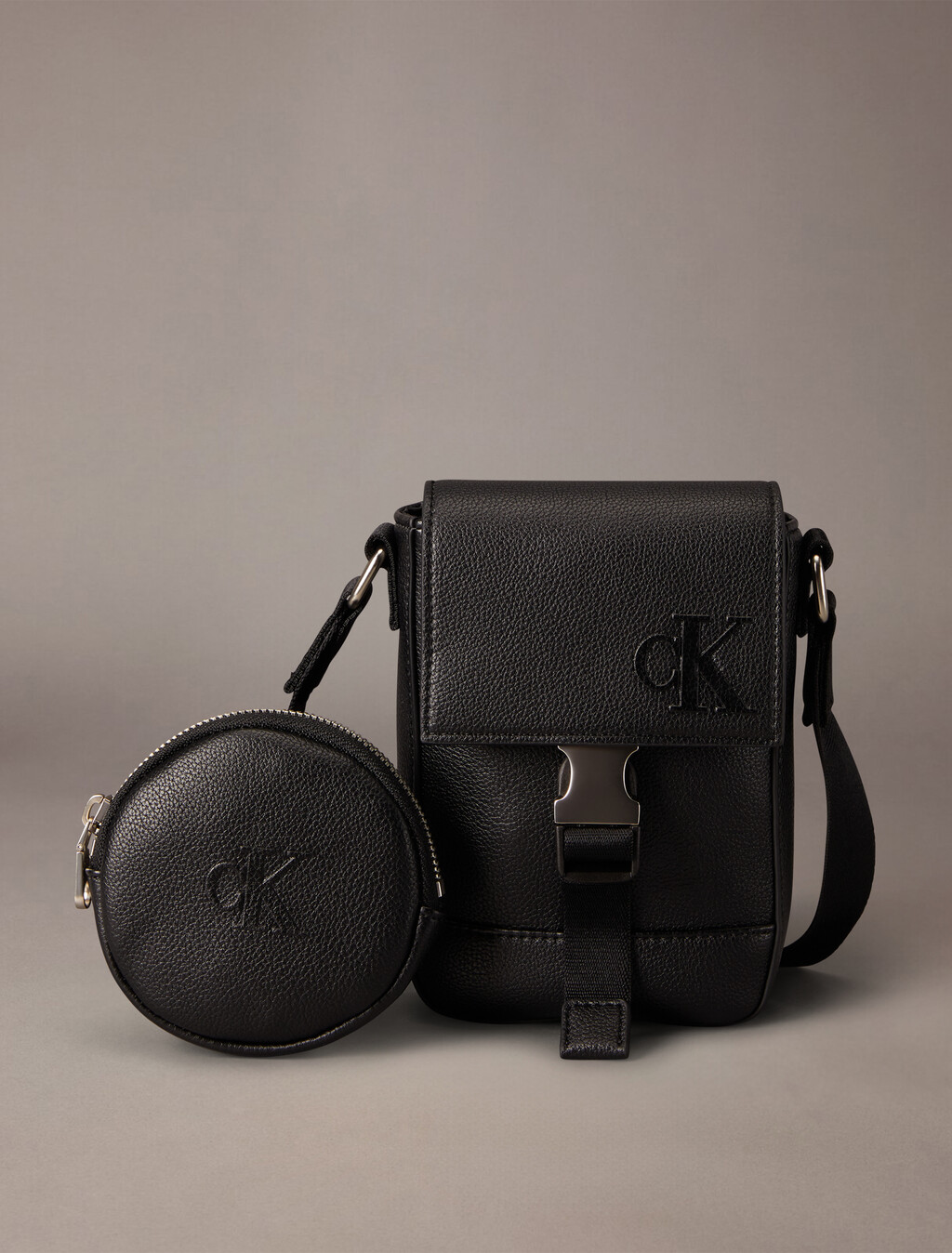 Sculpted Impression Flap Phone Pouch, Black, hi-res