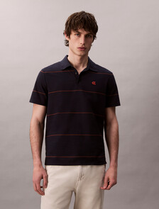 Textured Stripe Easy Polo Shirt, Dark Sapphire, hi-res