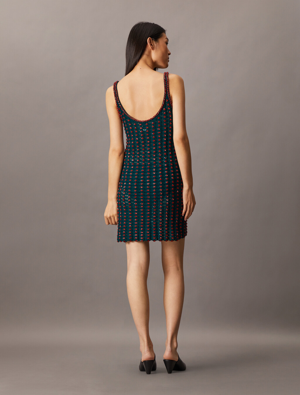 Crochet Beaded Tank Mini Dress, Maya Blue, hi-res