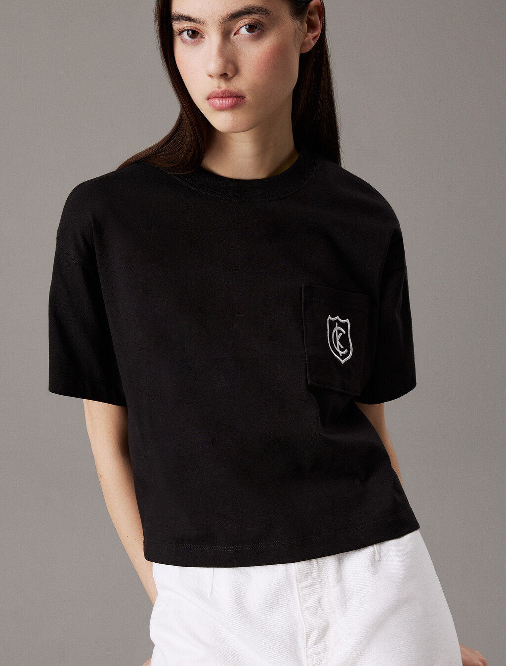 CK Crest Boxy Pocket Tee, Black, hi-res