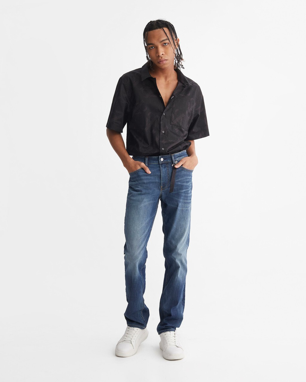 PREMIUM MONOGRAM RELAXED SHIRT, CK BLACK, hi-res
