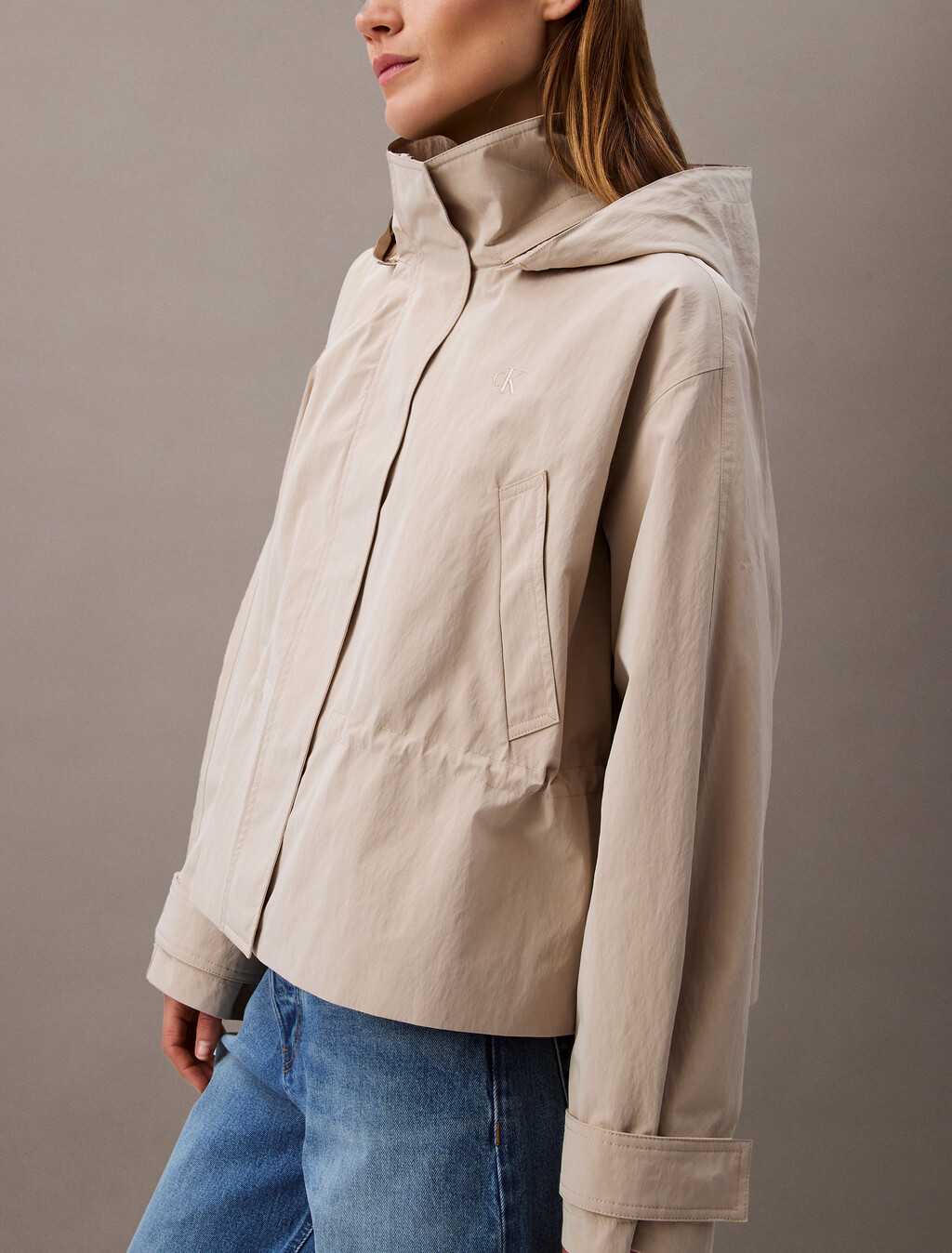 Nylon Waisted Jacket, Humus, hi-res