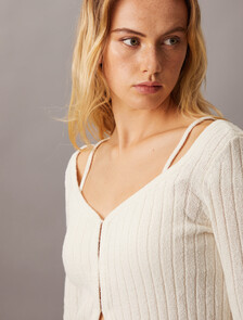 Sensual Strap Knit Cardigan, Ivory, hi-res