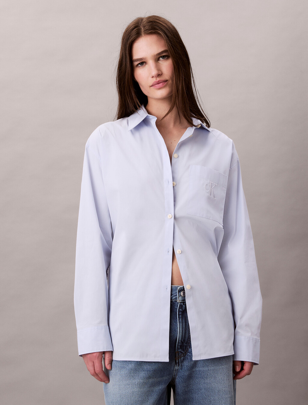 Poplin Relaxed Shirt, Halogen Blue, hi-res