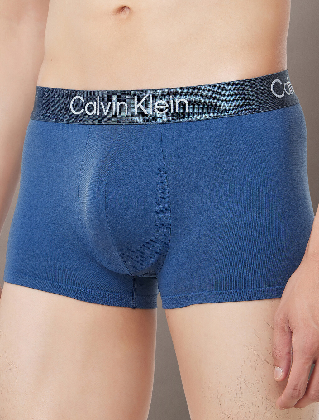 CK Pro Fit Micro Low Rise Trunks, Dark Denim w/ White Logo, hi-res