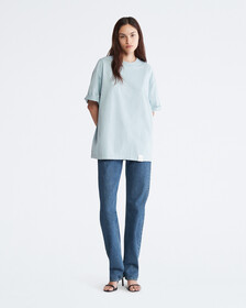 STANDARDS COMPACT COTTON CREWNECK T-SHIRT, Dove Blue, hi-res