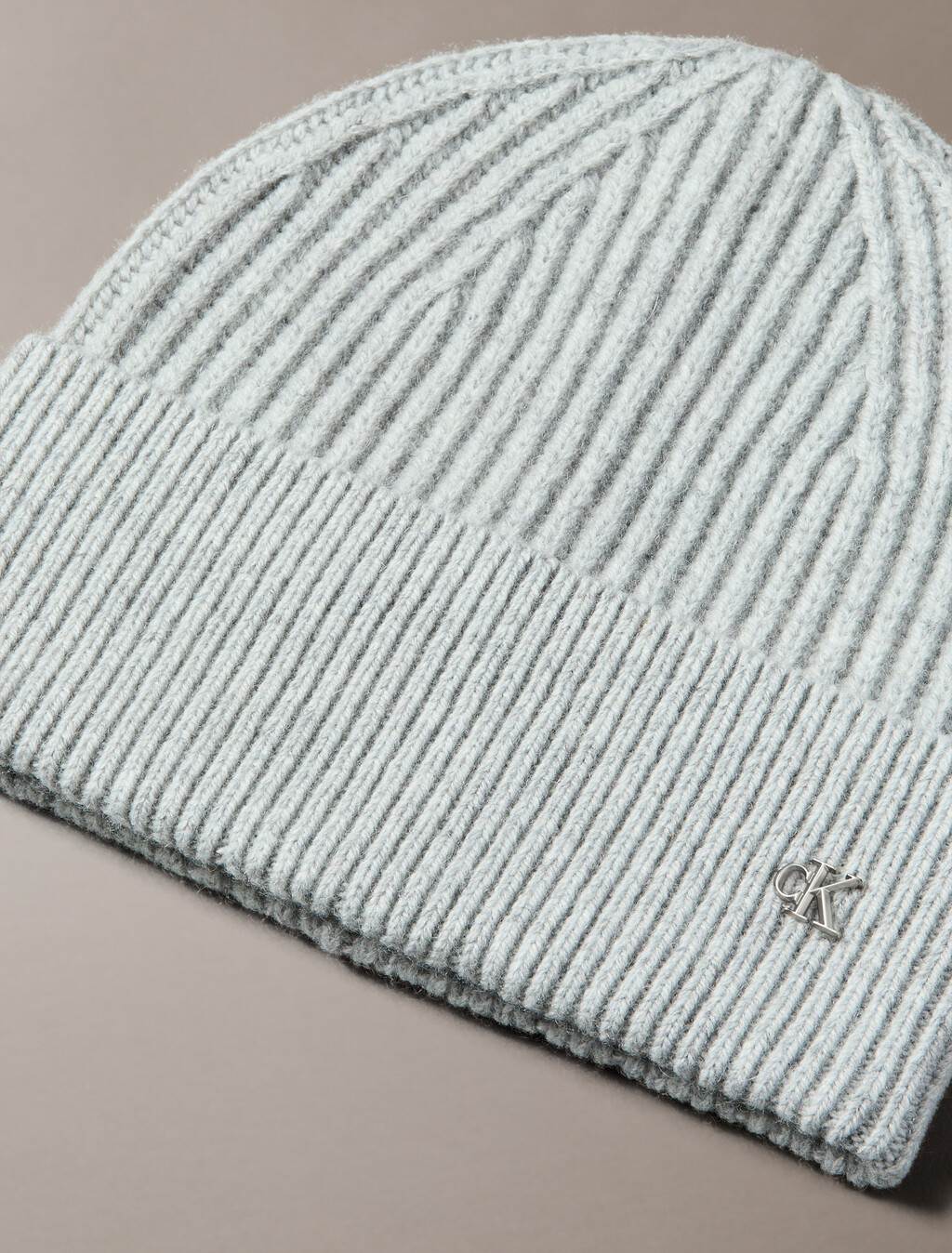 Wool Blend Signature Logo Beanie, Light Grey Heather, hi-res