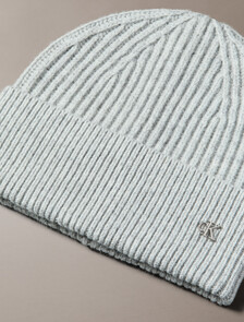 Wool Blend Signature Logo Beanie, Light Grey Heather, hi-res