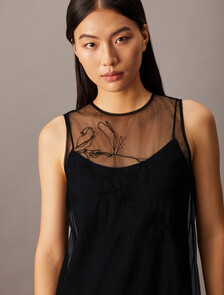 Embroidered Mini Dress, Black, hi-res