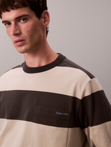 Cotton Stripe Relaxed T-Shirt, Pirate Black, hi-res