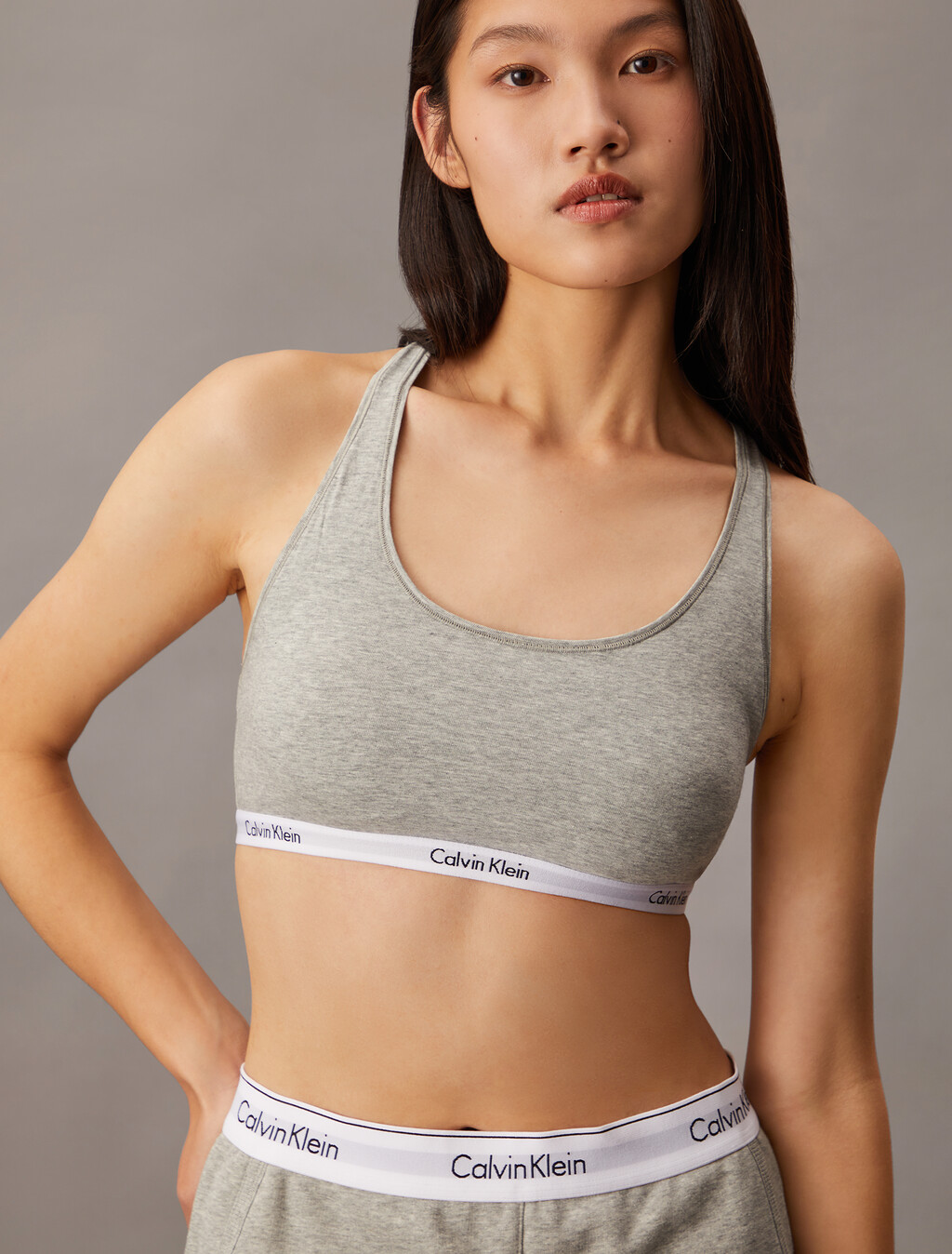 Carousel Lightly Lined Bralette, GREY HEATHER, hi-res