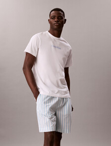 Cotton Poplin Short Set, Classic White TOP / VERTICAL BOARDWALK LOGO  STRIP, hi-res