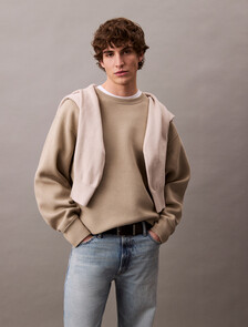 Cotton Blend Relaxed Sweatshirt, Pure Cashmere, hi-res