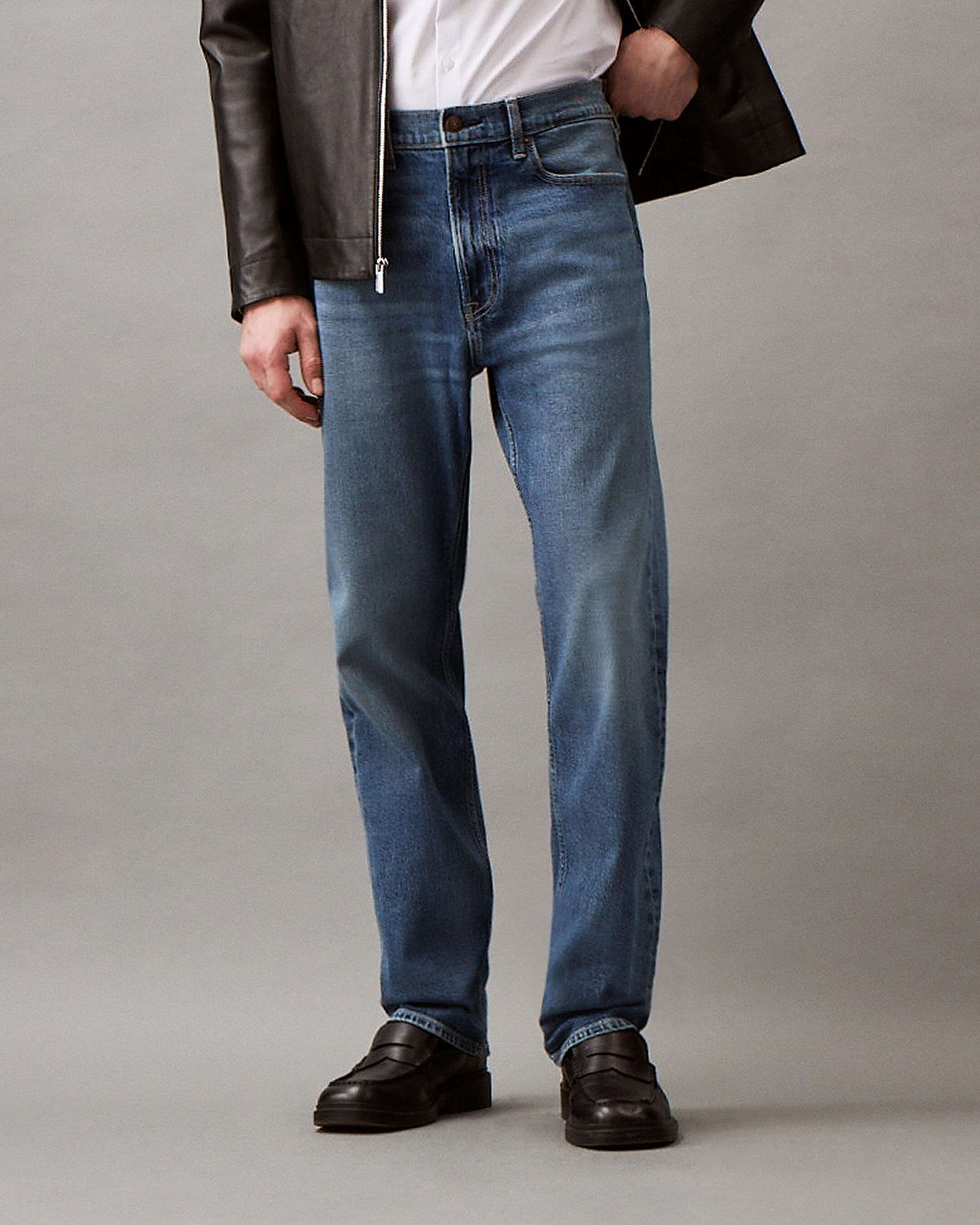 Standard Straight Fit Tinted Stone Jeans blue Calvin Klein Singapore