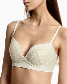 INVISIBLES LACE PUSH UP PLUNGE BRA, Desert Sand Dune, hi-res