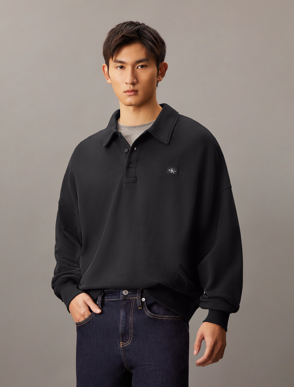 Relaxed Rugby Shirt, Ck Black, hi-res
