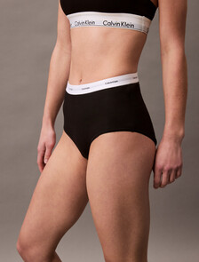 Cotton Stretch Rib Knit High Rise Brief, Black, hi-res