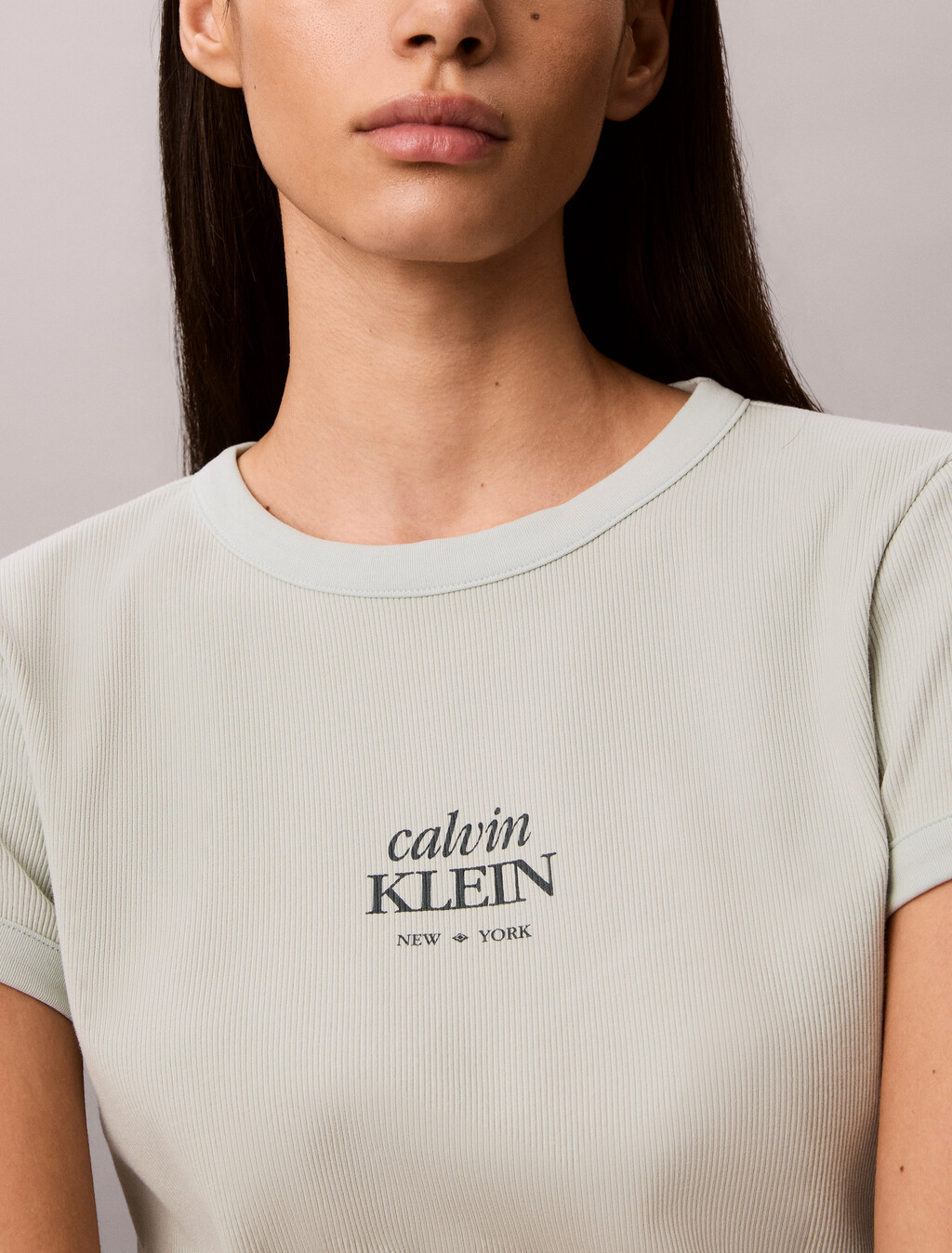Slim Ribbed Cotton Logo T-shirt, Pale Meadow, hi-res