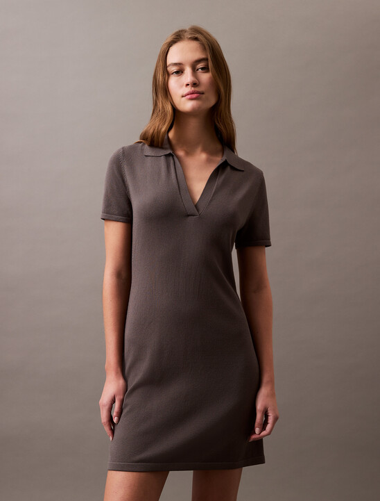 Liquid Shine Johnny Collar Mini Dress