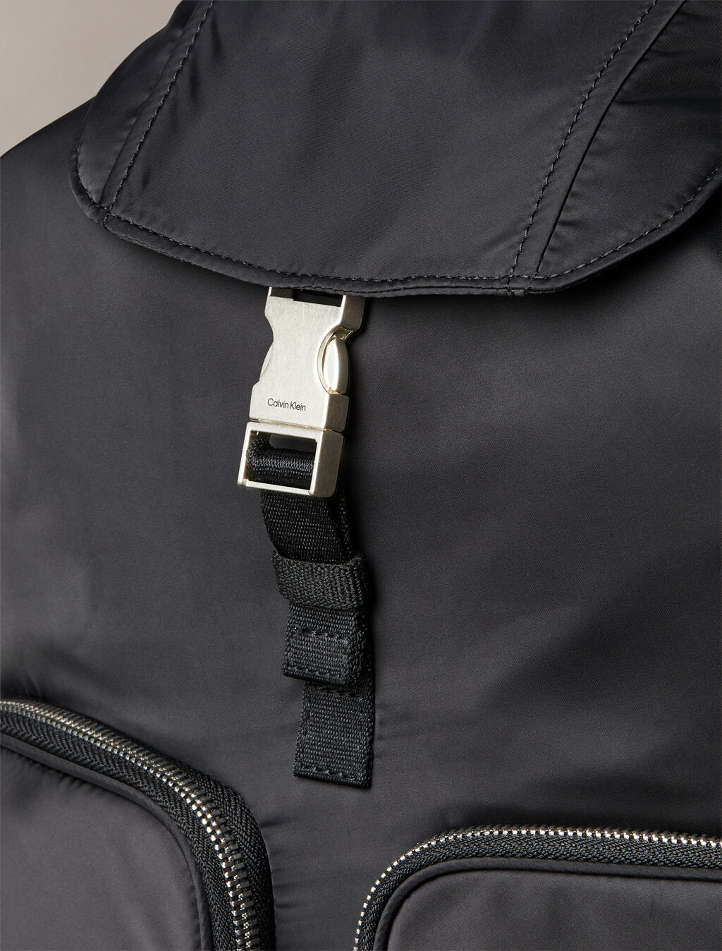Soft Satin Nylon Flap Backpack, Black, hi-res
