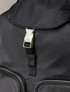 Soft Satin Nylon Flap Backpack, Black, hi-res