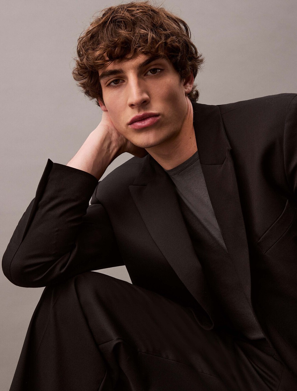 Wool Double Breasted Blazer, Black Beauty, hi-res