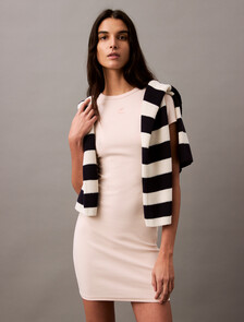 Rib Knit Mini Dress, Silver Peony, hi-res