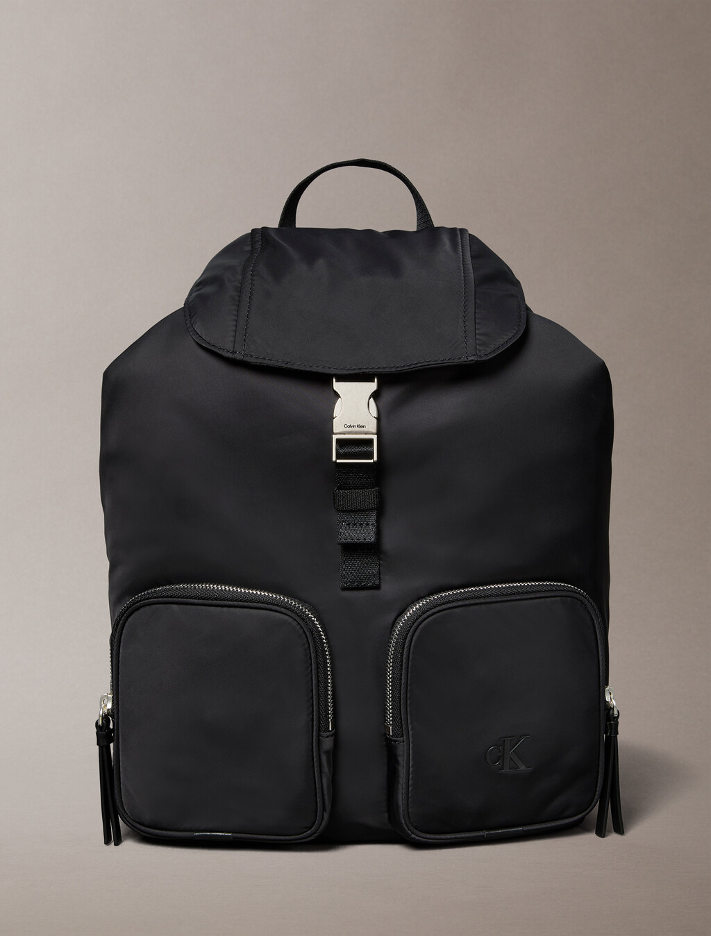 Soft Satin Nylon Flap Backpack, Black, hi-res
