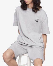 CALVIN LOGO CREW NECK TEE, Heroic Grey Heather, hi-res