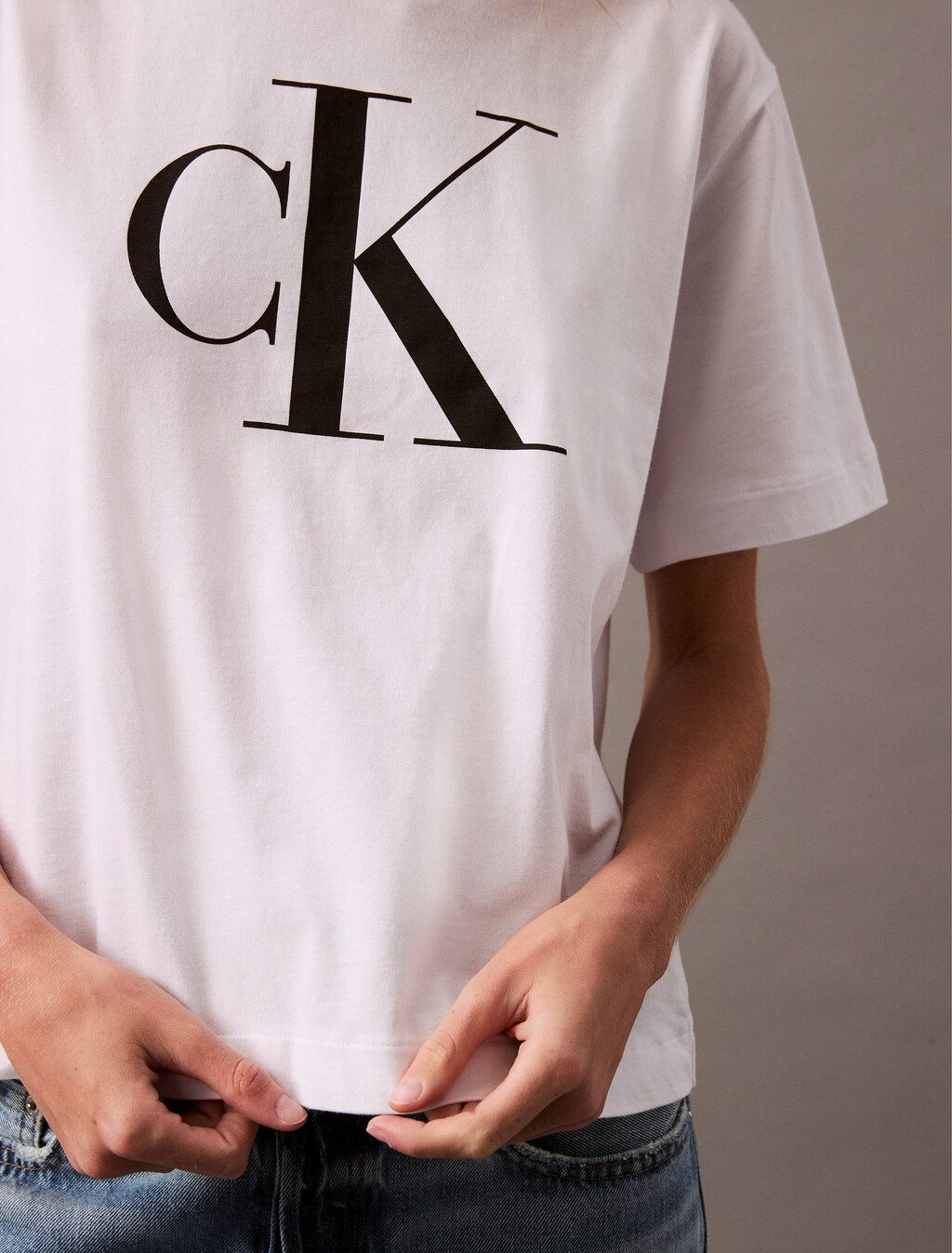 CK Logo Boxy Tee, Brilliant White, hi-res