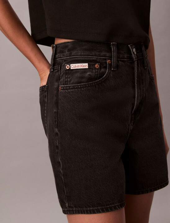 High Rise A-Line Denim Shorts