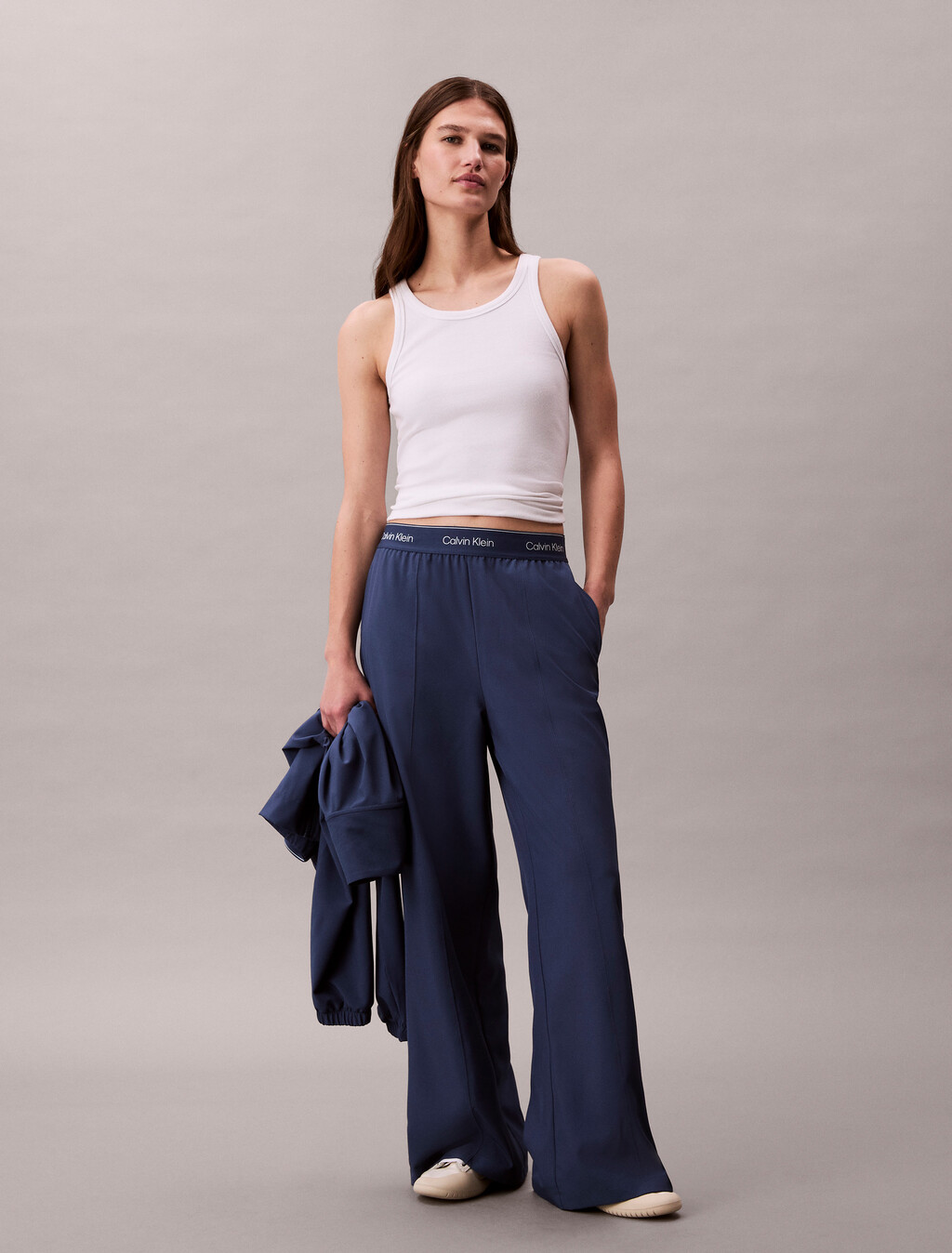 Essentials Wide Leg Track Pants, Dark Denim, hi-res