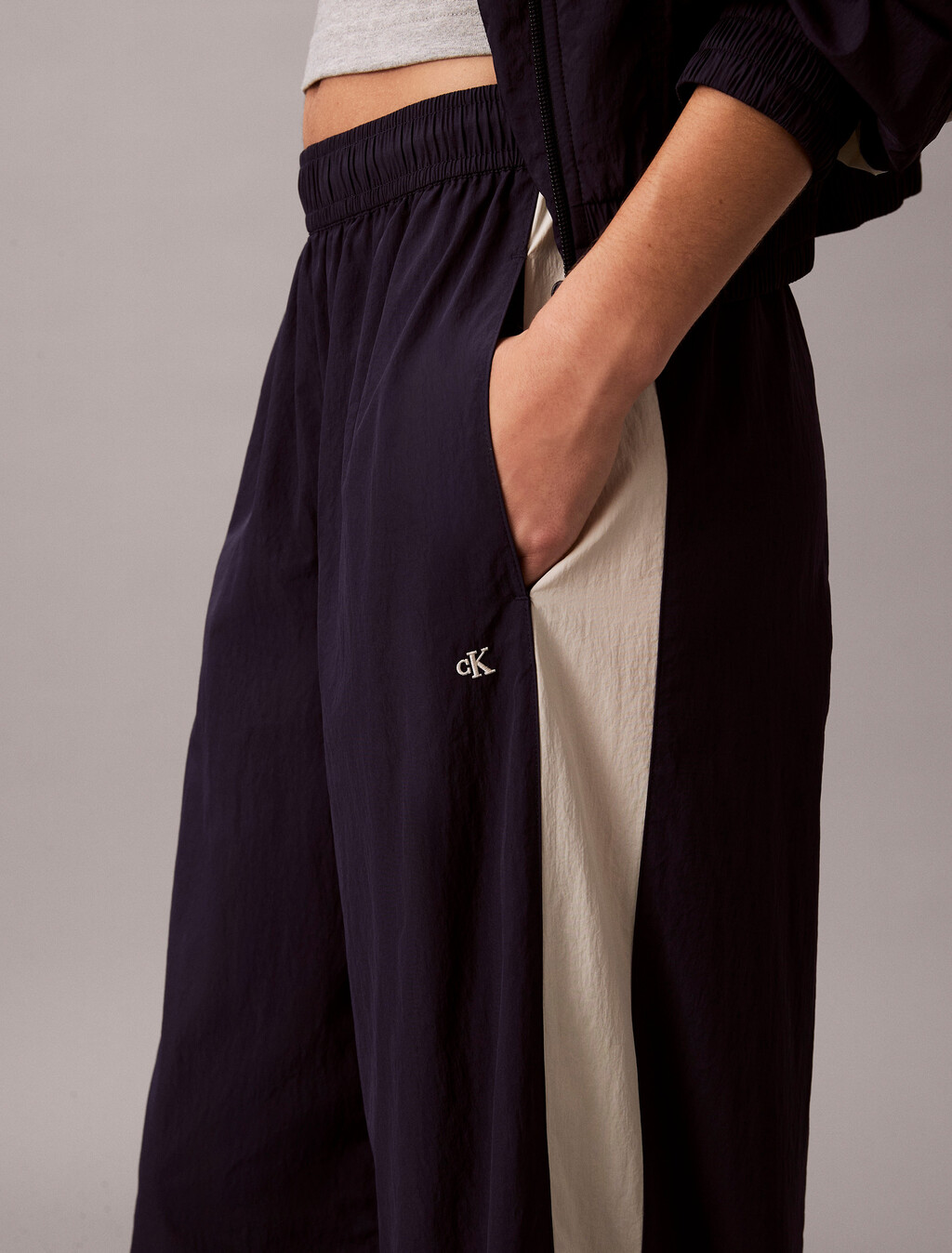 Relaxed Nylon Track Pants, Evening Blue, hi-res