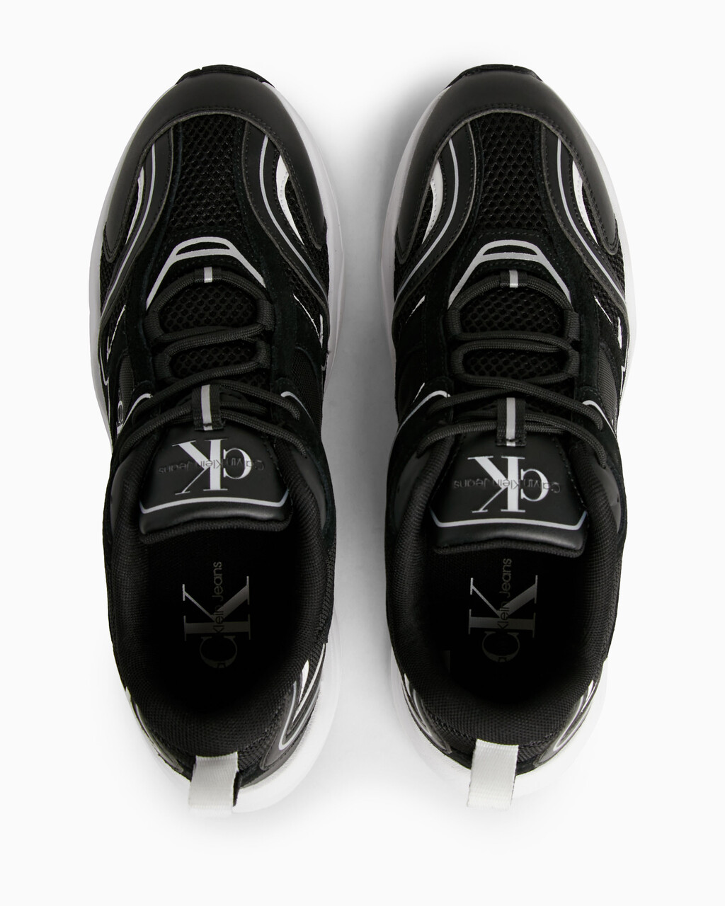 Leather Sneakers, Black/Bright White, hi-res